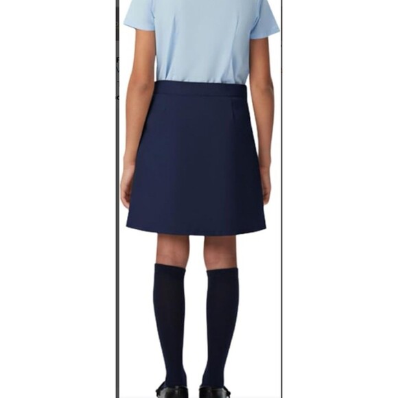Girls' Adjustable Waist Pleated-Front skirt Two-Tab Scooter navy blue size 16 - Picture 2 of 16